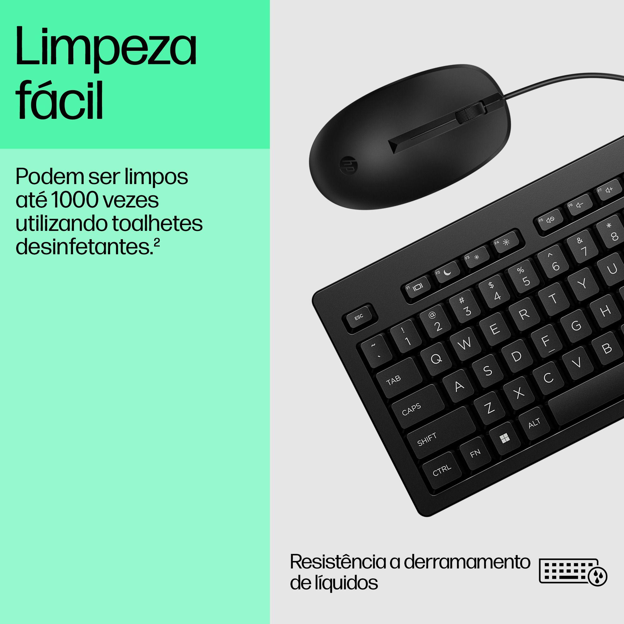 Conjunto de Teclado e Rato HP Combo 225 (Plunger - Tamanho completo - USB - Preto), miniatura 6