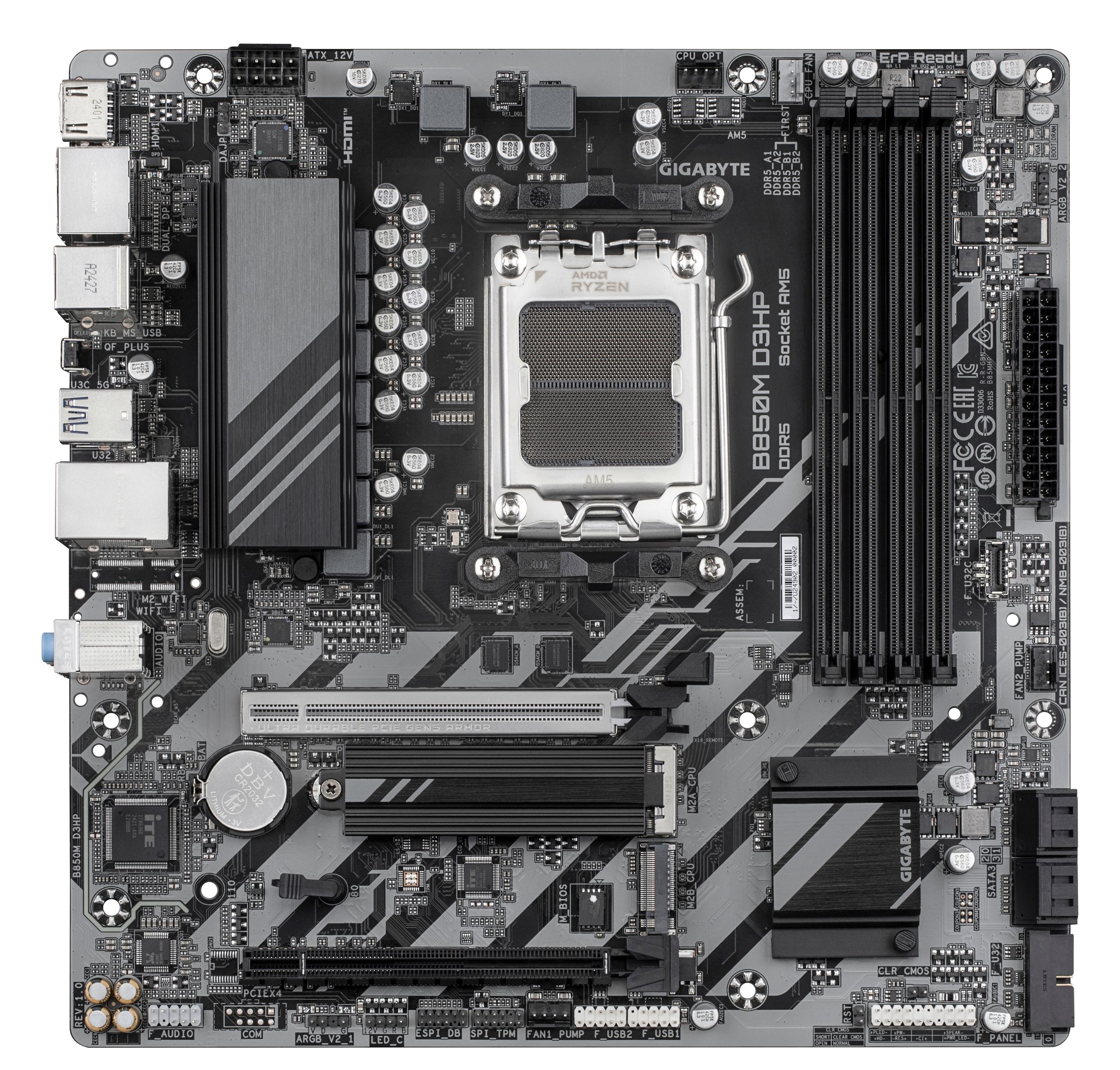 Motherboard GIGABYTE B850M D3HP (AM5 - micro ATX - Duplo canal - Castanho) — miniatura 2