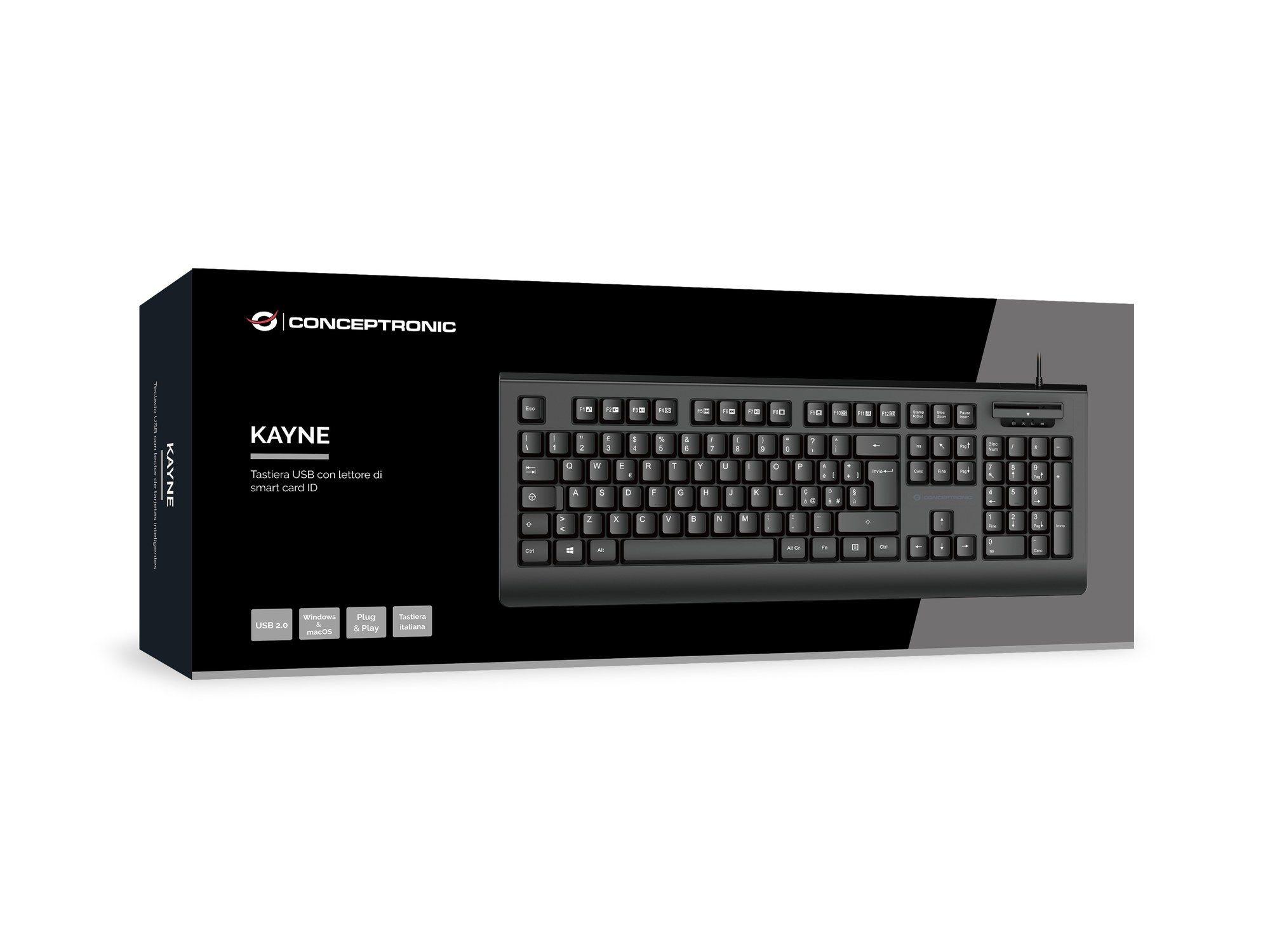 Teclado CONCEPTRONIC KAYNE01IT (Italiano - Tamanho completo - USB - Preto), miniatura 5