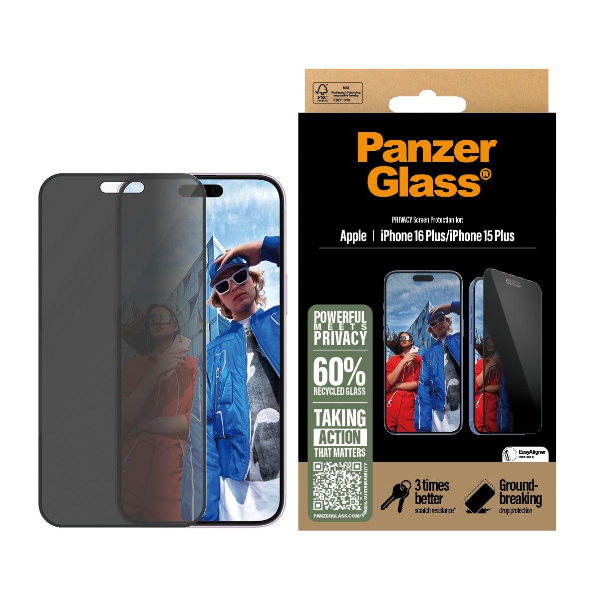 Película de Proteção de Ecrã PANZERGLASS iPhone 16/15 Plus UWF (Apple - Transparente) — miniatura 2