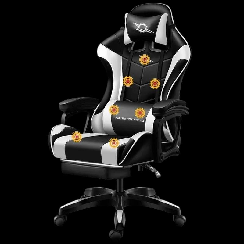 Cadeira Gaming POWERGAMING 813 (Pele sintética - Preto e Branco)