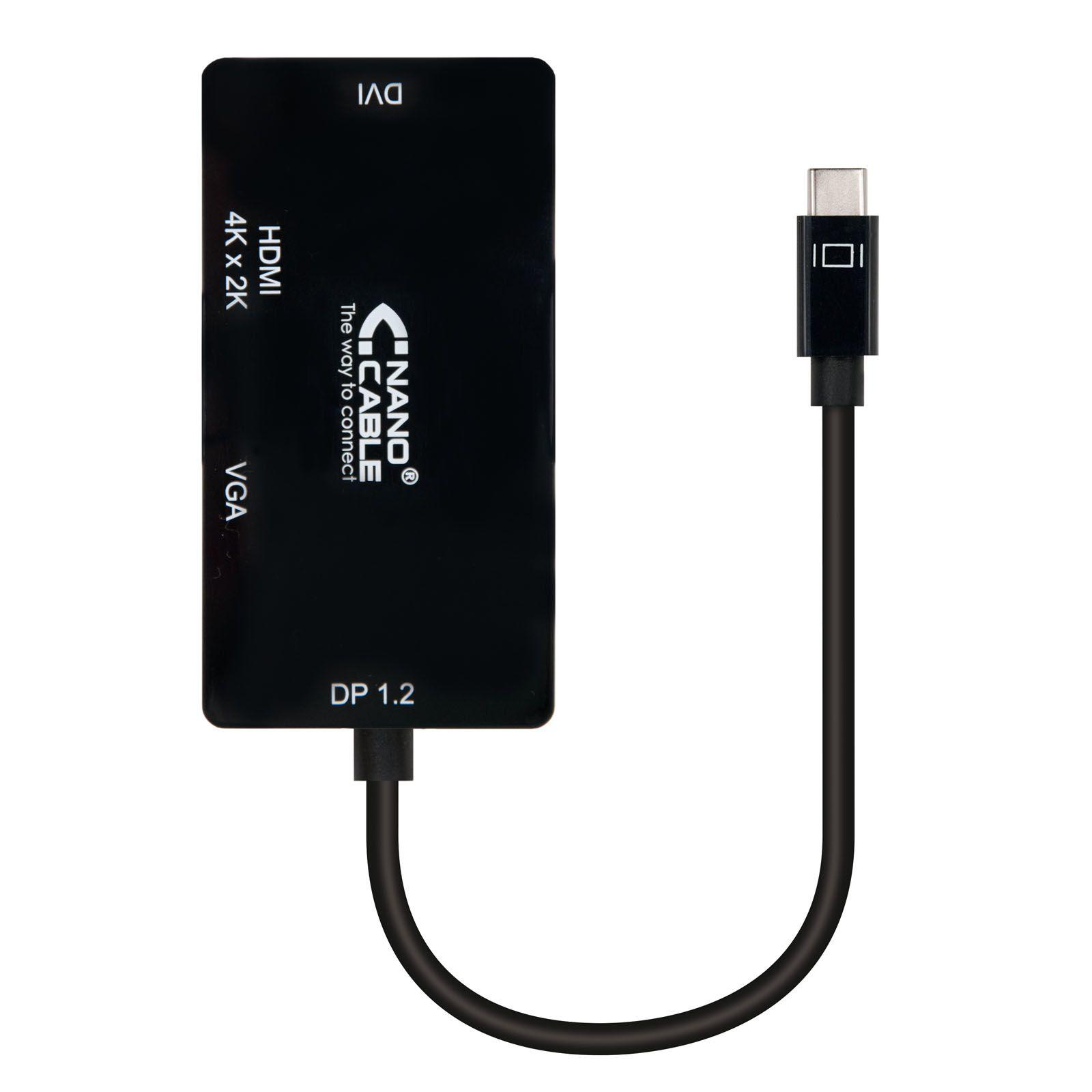 Adaptador Multiporta NANOCABLE 10.16.4301-BK (0,1 m - VGA - USB Type-C - Preto)