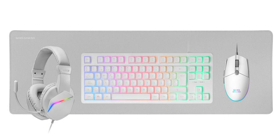 Conjunto Gaming MARS GAMING MCP-RGB3WES (Espanhol - Interruptor de membrana - Tamanho completo - Branco) — miniatura 2