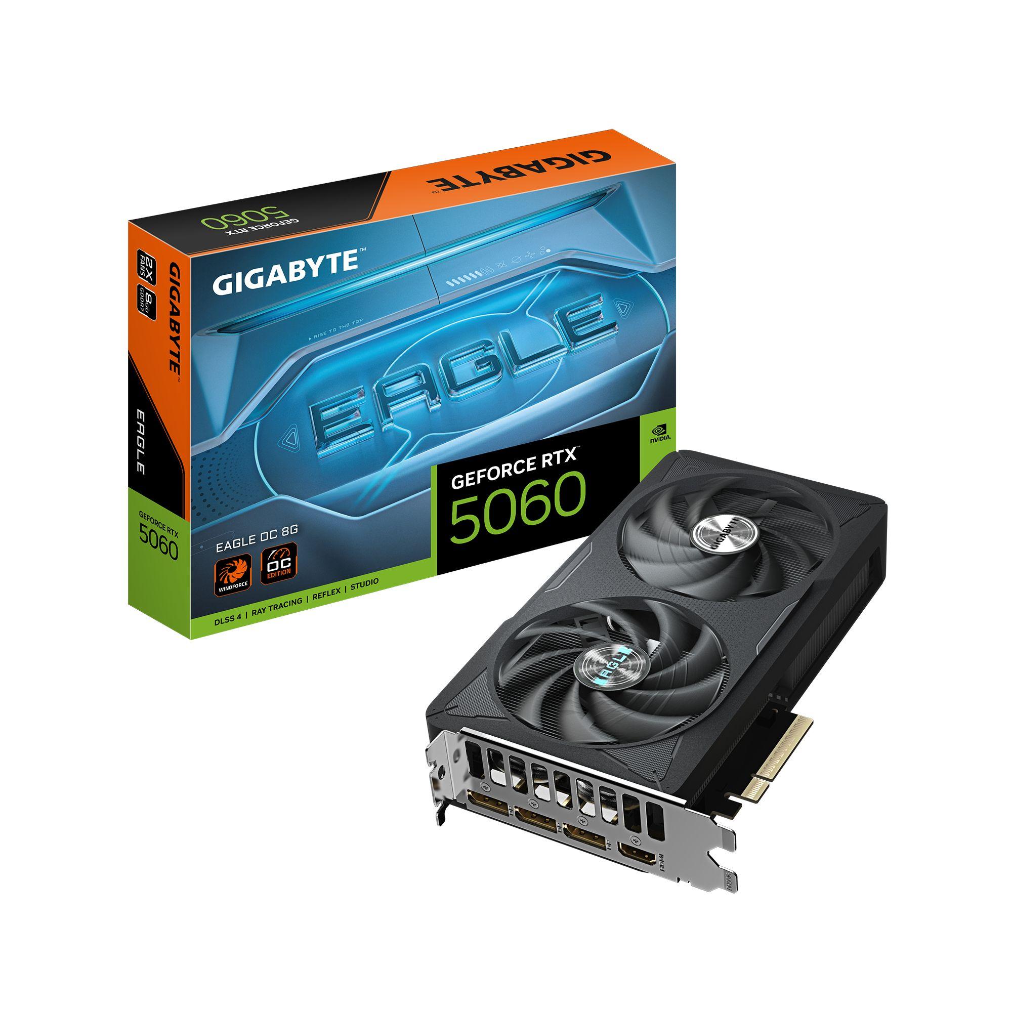 Placa Gráfica GIGABYTE GeForce RTX 5060 EAGLE OC (GeForce RTX 5060 - 8 GB - 128 bits - Preto)