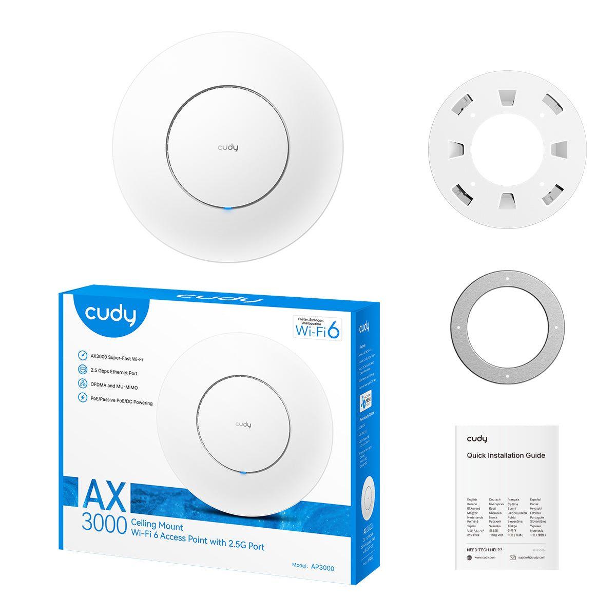 Ponto de Acesso CUDY AP3000 (2976 Mbit/s - 2,4 GHz e 5 GHz - Teto, Parede - Branco), miniatura 5
