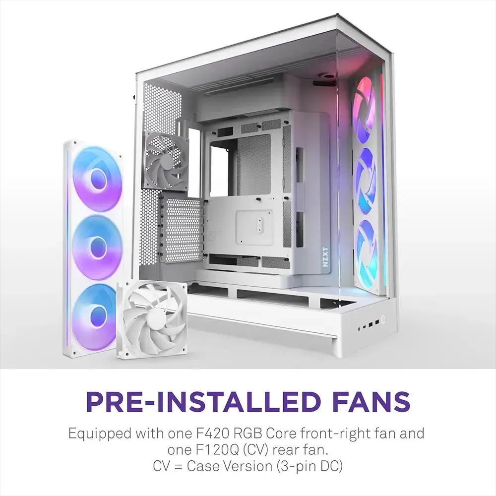 Caixa PC NZXT H9 Flow RGB (Mid Tower - SGCC, vidro temperado, rede - 16,5 cm - Branco) — miniatura 5