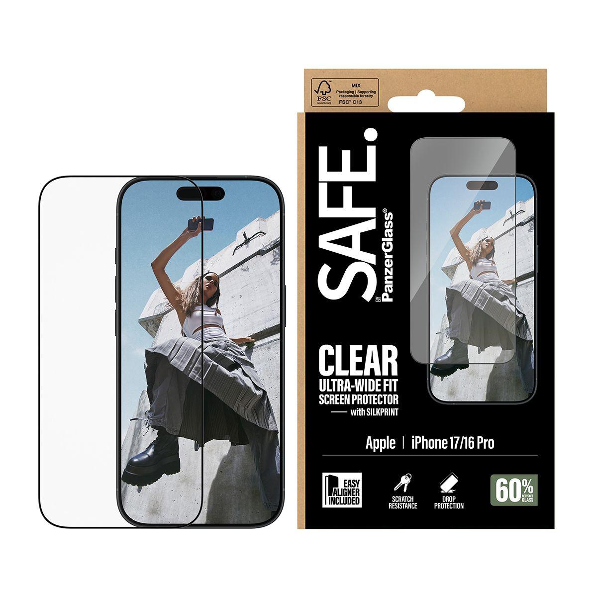 Protetor de Ecrã PANZERGLASS SAFE. by PanzerGlass SA70102 (Apple - Transparente com aro preto) — miniatura 2