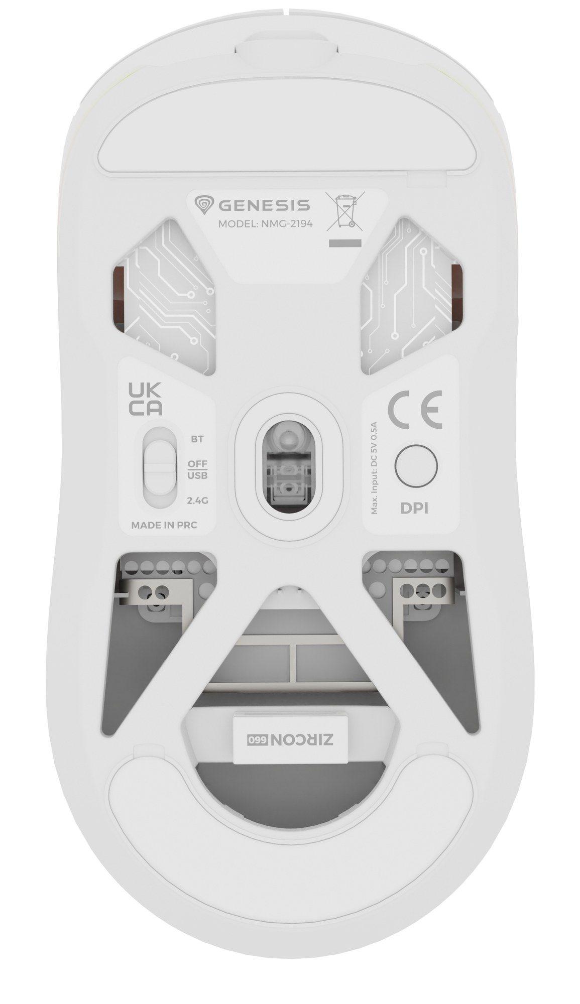 Rato GENESIS Zircon 660 PRO (Ambidestro - 26000 DPI - Ótico - Branco) — miniatura 3