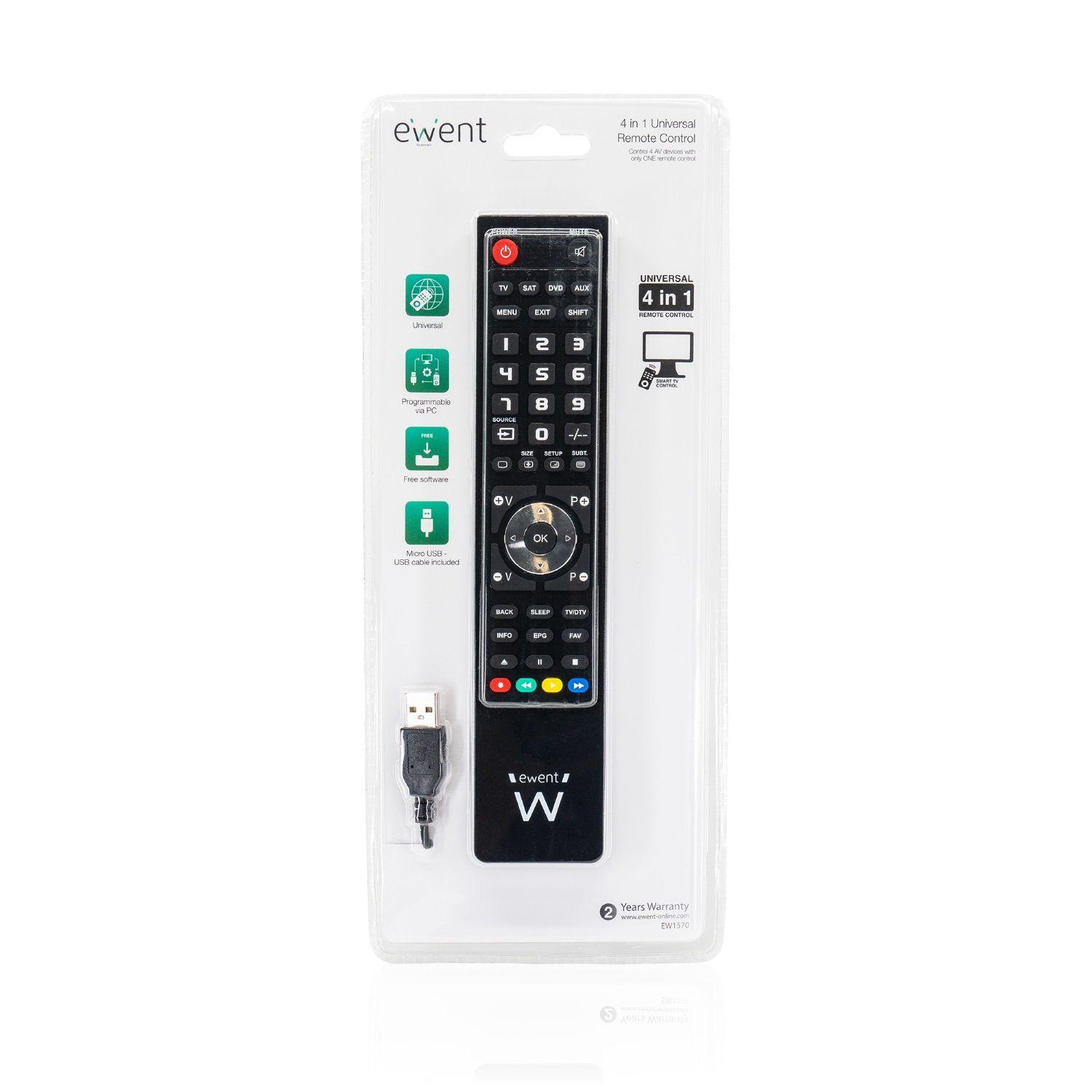 Controlo Remoto Universal EWENT EW1570 (Micro-USB - Preto), miniatura 7