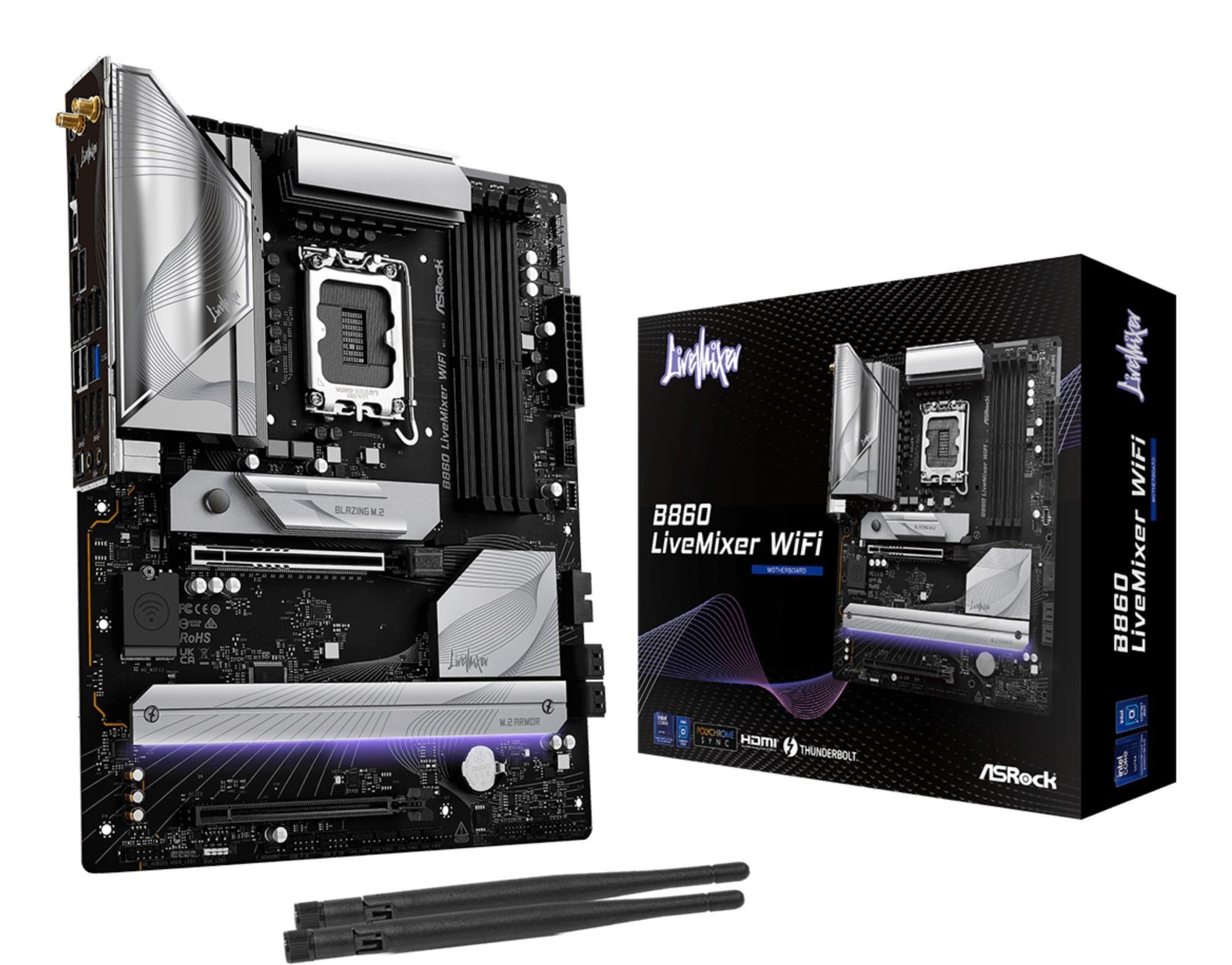 Motherboard ASROCK B860 LiveMixer WiFi (LGA 1851 - Intel Core Ultra - ATX - Preto), miniatura 3