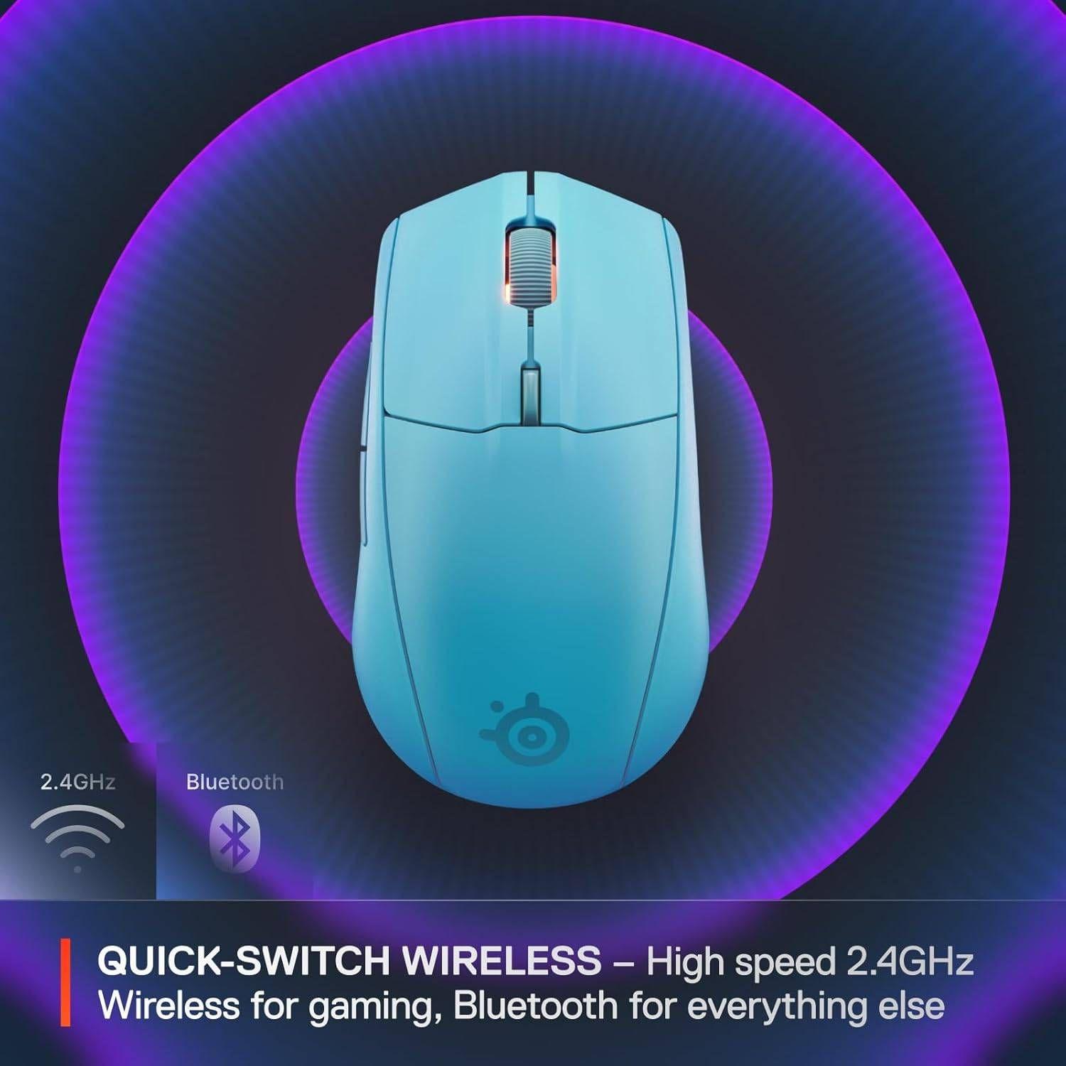 Rato STEELSERIES Rival 3 Wireless Gen 2 (Ambidestro - 18000 DPI - Ótico - Azul Claro) — miniatura 5