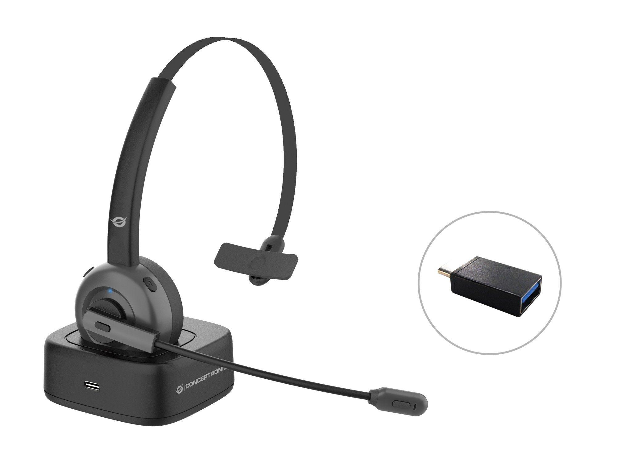Headset Mono CONCEPTRONIC POLONA03BD (Monofónico - Sem fios - Supra-aural - Preto)
