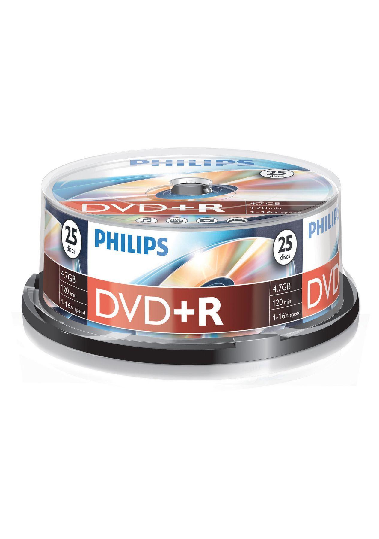 Disco DVD+R PHILIPS DR4S6B25F/00 (25 unidades - 4,7 GB - 16x)