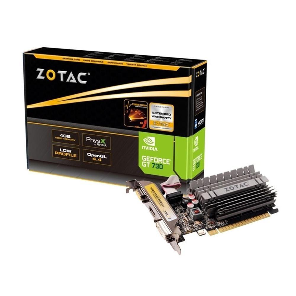 Placa Gráfica ZOTAC ZT-71115-20L (NVIDIA GeForce GT 730 - 1600 MHz - 4 GB - Preto/Cinzento/Prateado)