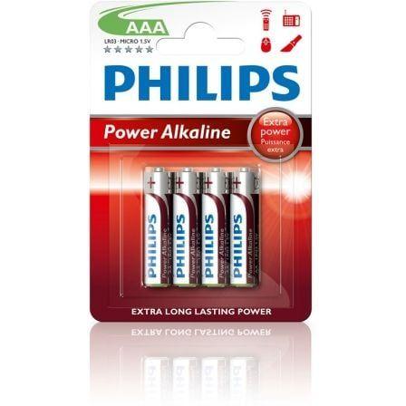 Pilhas Alcalinas PHILIPS LR03P4B/10 (Vermelho, Prateado e Branco)