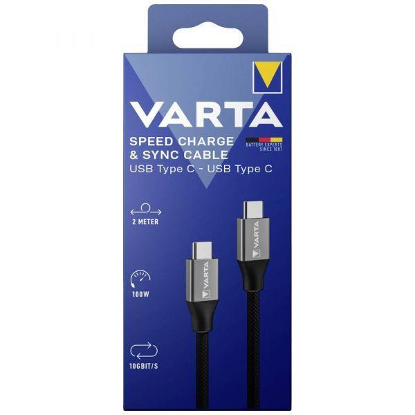 Cabo USB-C para USB-C VARTA Speed Charge & Sync (2 m - Universal - Preto) — miniatura 2