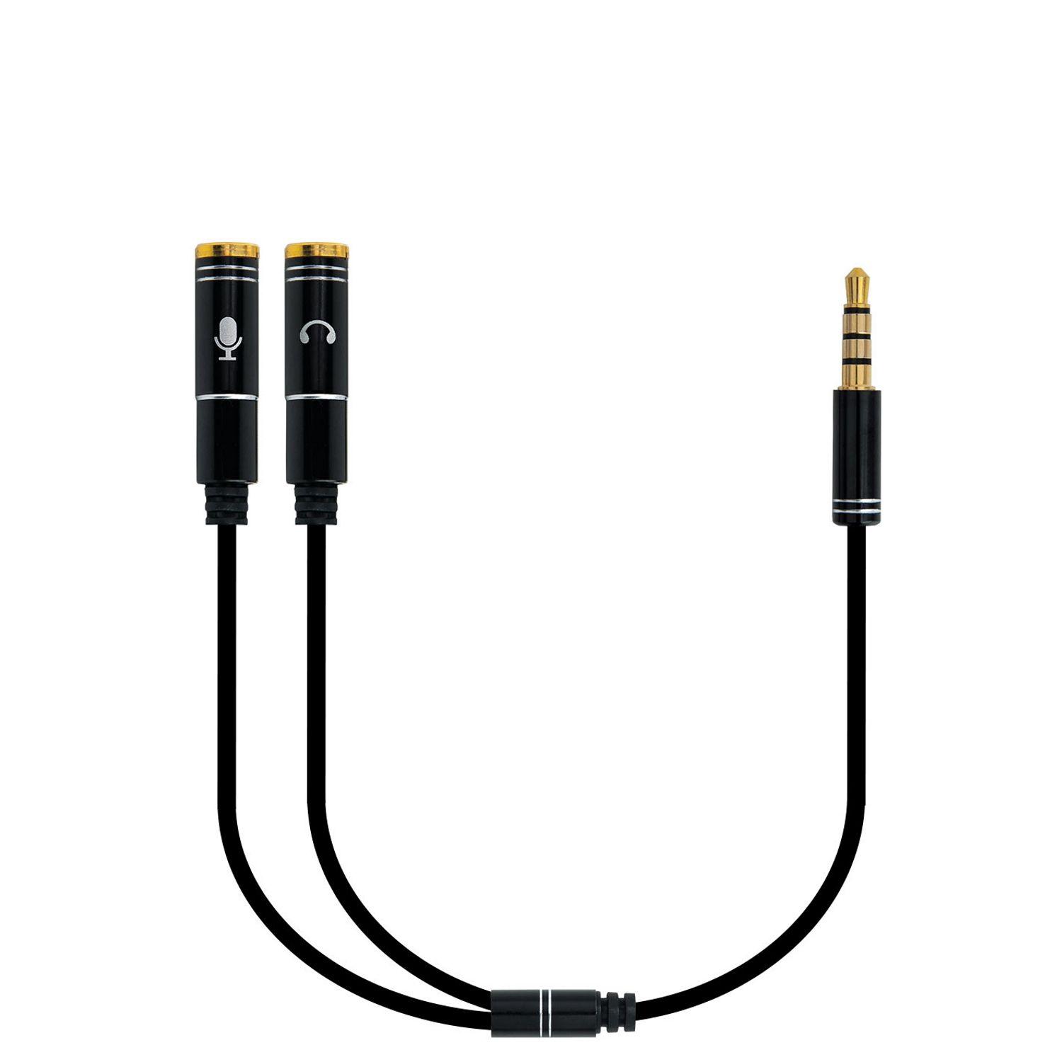 Cabo Adaptador de Áudio EWENT EC1641 (0,3 m - 2 x 3.5mm - 3.5 mm - Preto) — miniatura 2