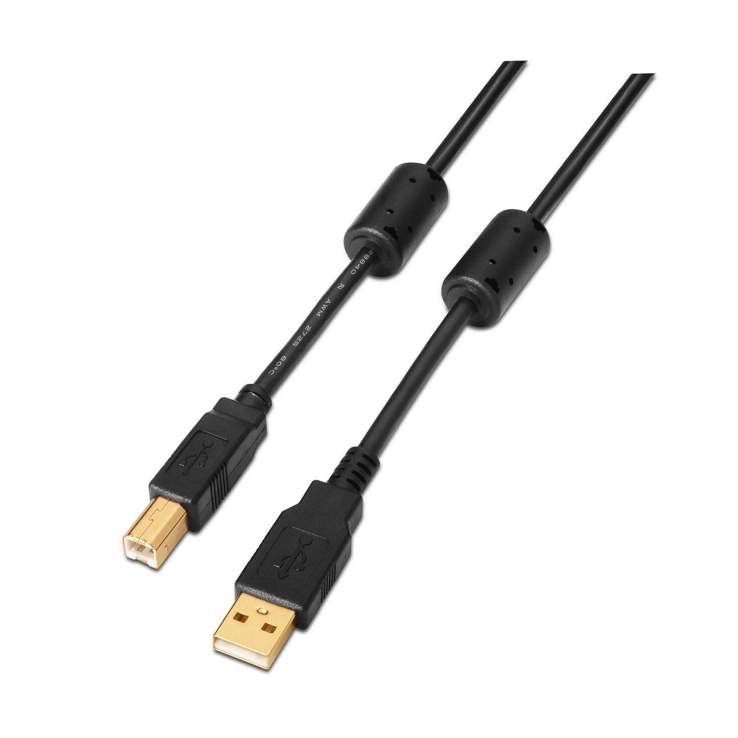 Cabo USB AISENS A101-0010 (3 m - USB A - USB B - Preto)