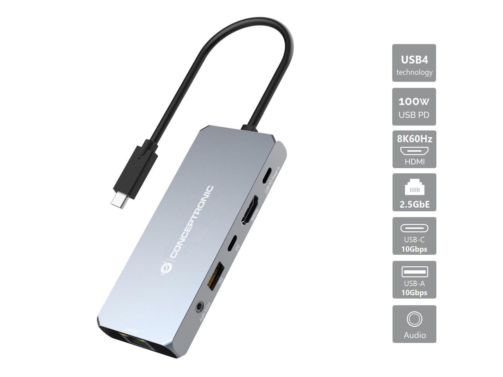 Docking Station USB-C CONCEPTRONIC DONN22G (Cinzento) — miniatura 8