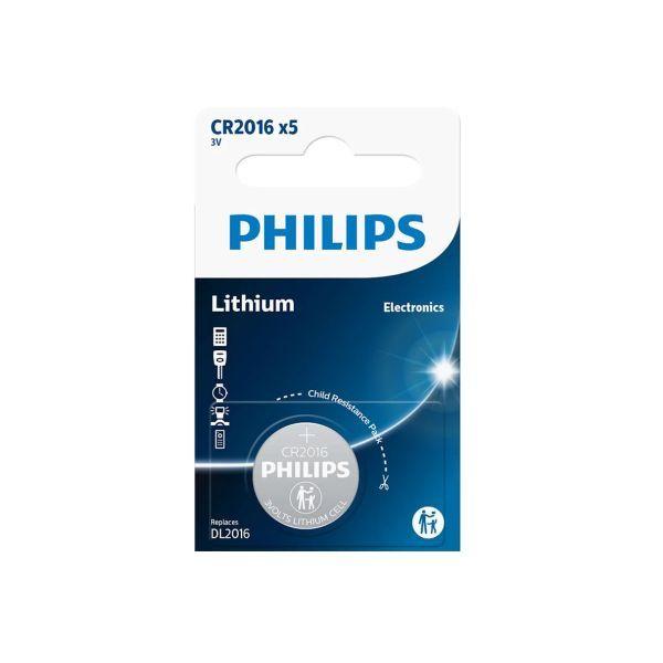 Pilhas PHILIPS CR2016 (Lítio 3V - 5 Unidades) — miniatura 3