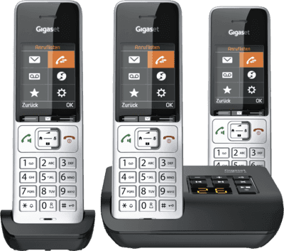 Telefone Sem Fios GIGASET Comfort 500A Trio (17 h - Prateado/Preto)