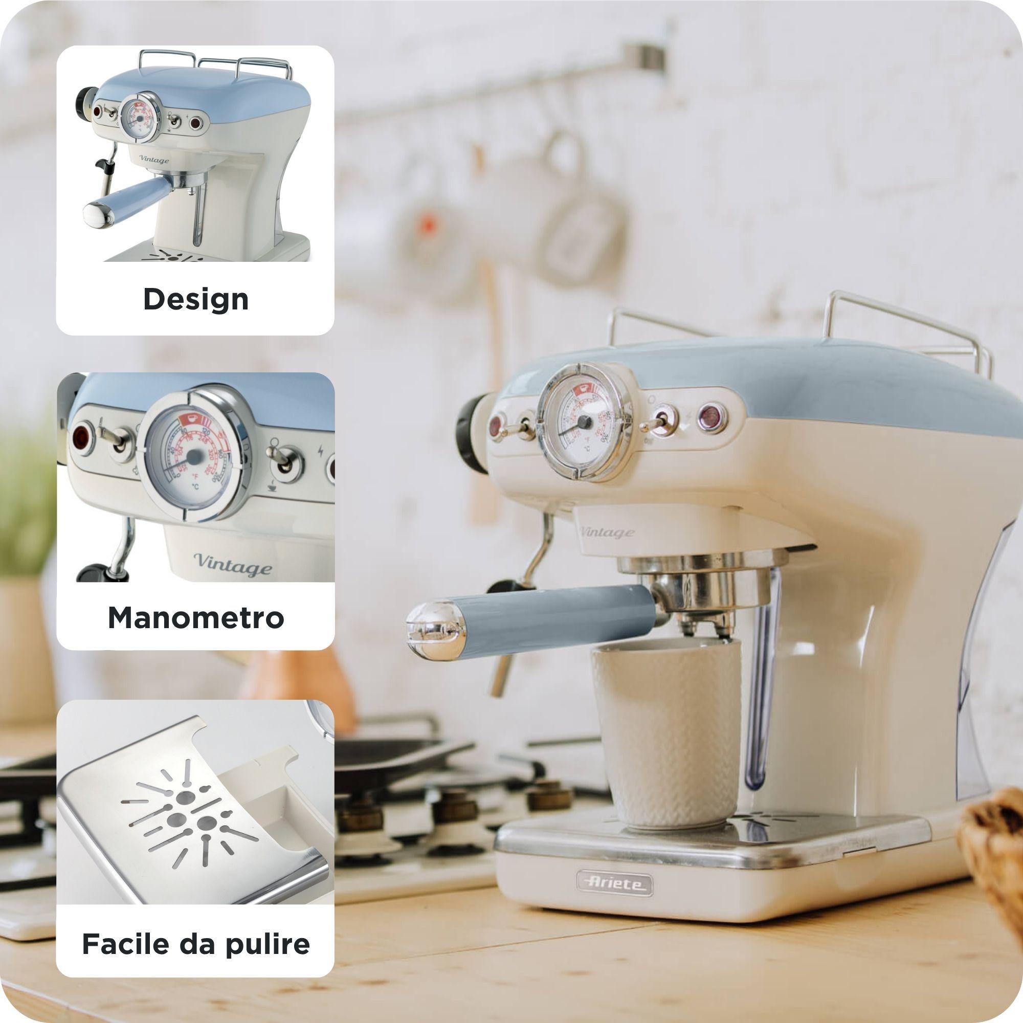 Máquina de Café Expresso ARIETE Vintage 1389 (Café moído, doses individuais - 850 W - 15 bar - Azul Claro), miniatura 5