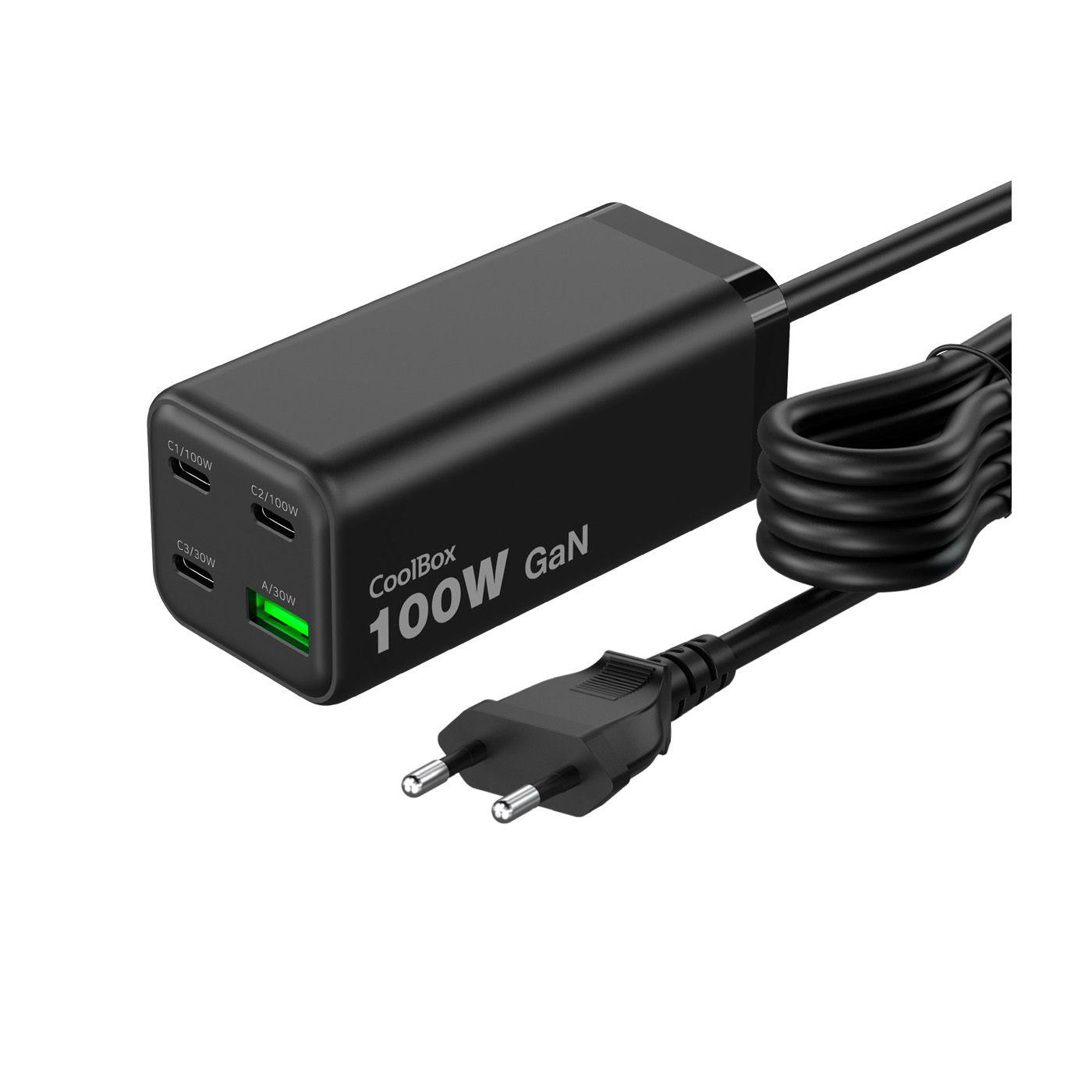 Estação de Carregamento COOLBOX ChargeMaster 4 Pro (3 USB-C e 1 USB-A - Universal - USB - Preto)
