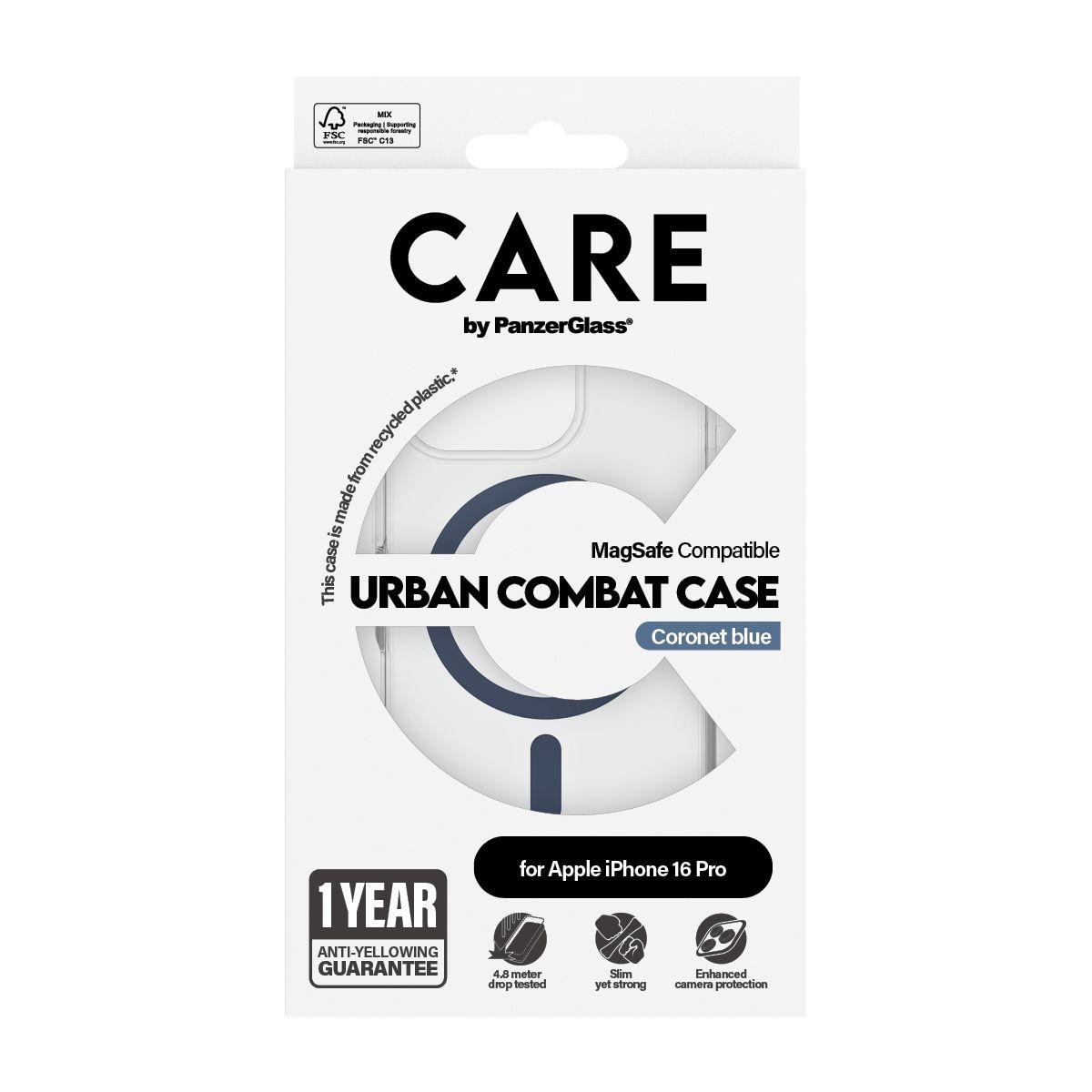 Capa PANZERGLASS CARE Urban Combat para iPhone 16 Pro (Apple - Transparente com Azul), miniatura 3
