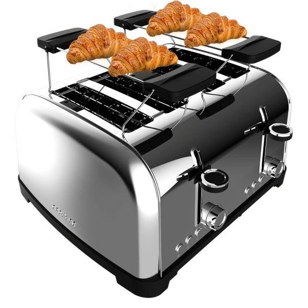 Torradeira CECOTEC Toastin' Time 1700 Double Inox (1700 W - 4 fatias - Aço inoxidável - Inox)