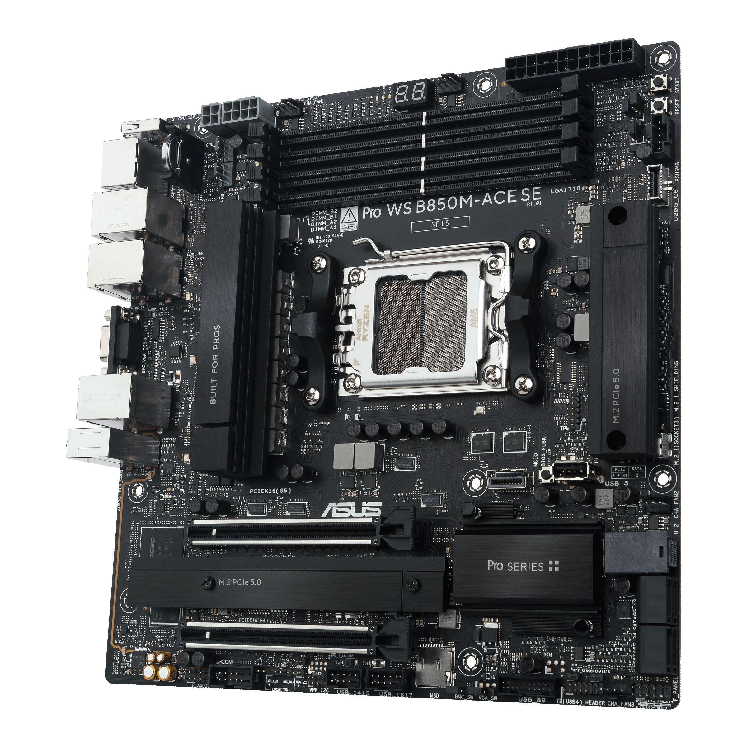 Motherboard ASUS Pro WS B850M-ACE SE (AM5 - Micro-ATX - Duplo canal - Preto), miniatura 4
