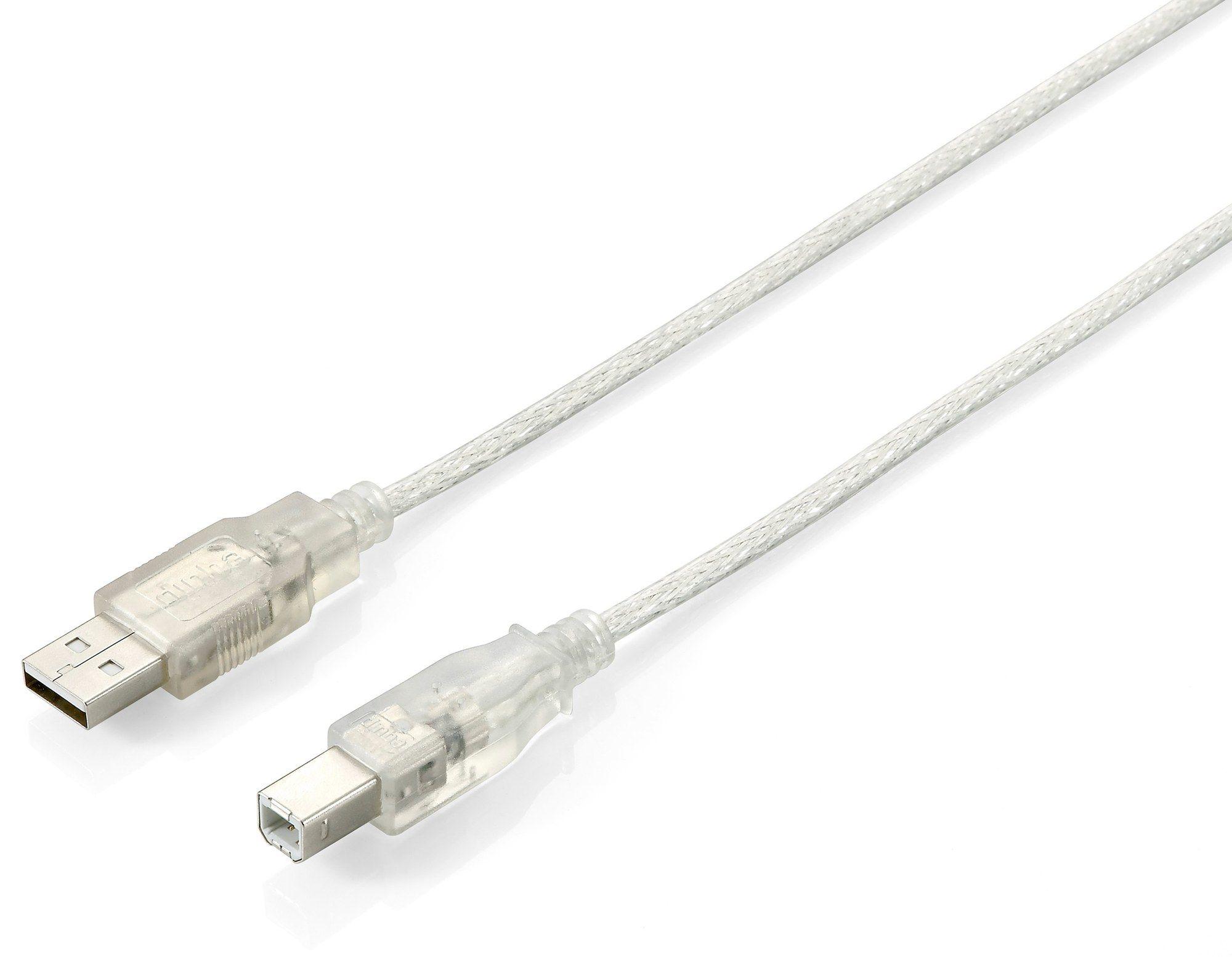 Cabo USB EQUIP 128650 (1,8 m - USB B - USB A - Prateado/Transparente)