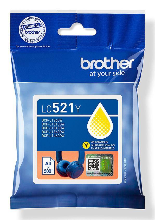Tinteiro BROTHER LC521Y (500 páginas - Amarelo)