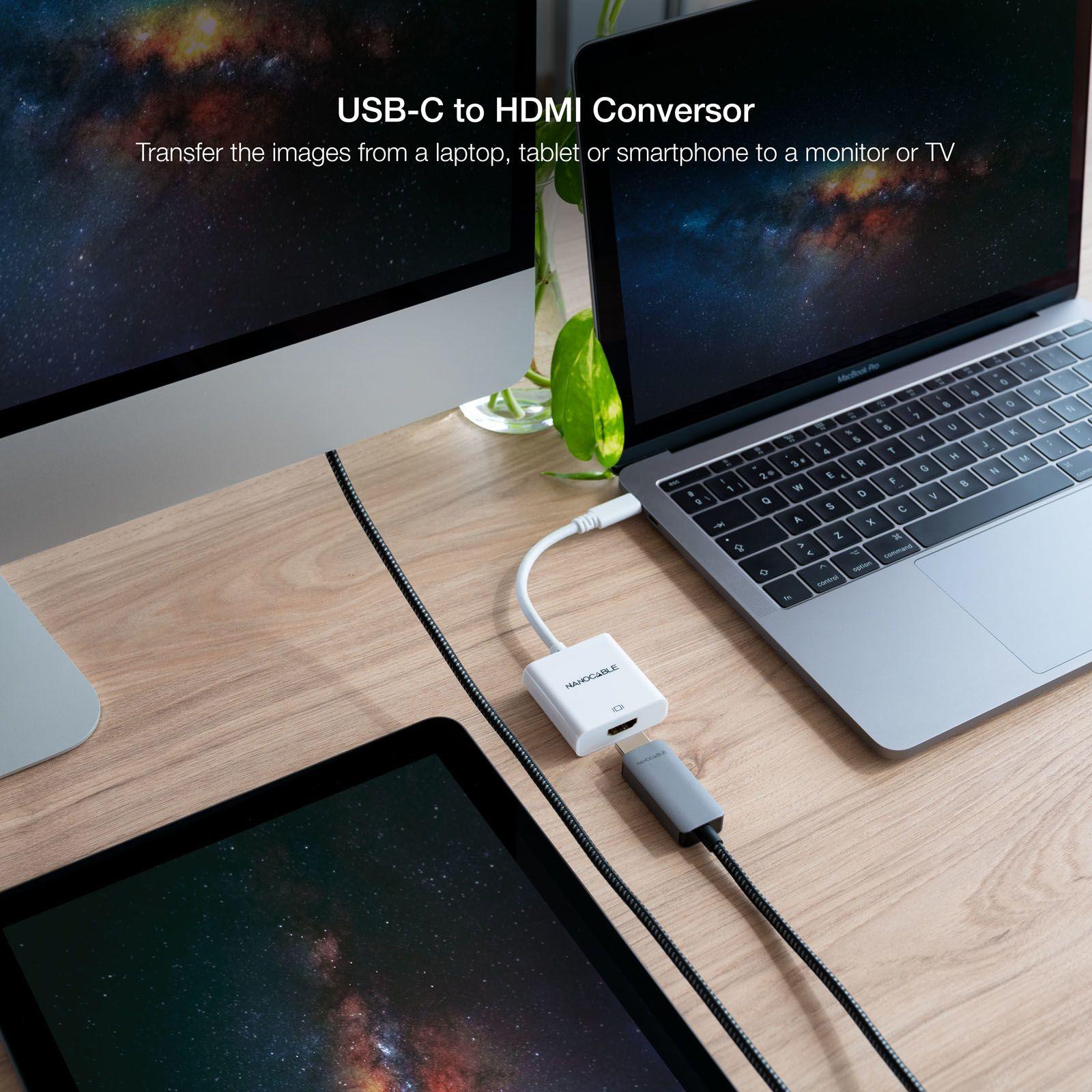 Conversor USB-C para HDMI NANOCABLE 10.16.4102 (4096 x 2160 píxeis - 3.2 Gen 1 - Branco) — miniatura 4