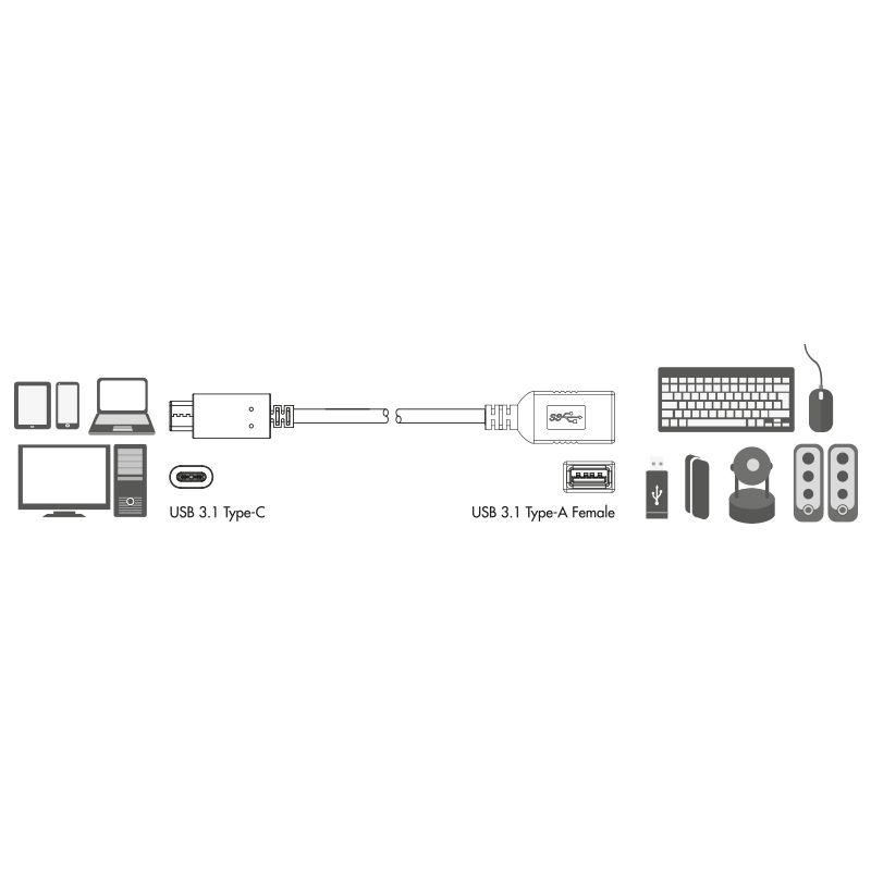 Cabo Adaptador USB LOGILINK CU0098 (0,15 m - USB A - USB C - Preto), miniatura 2