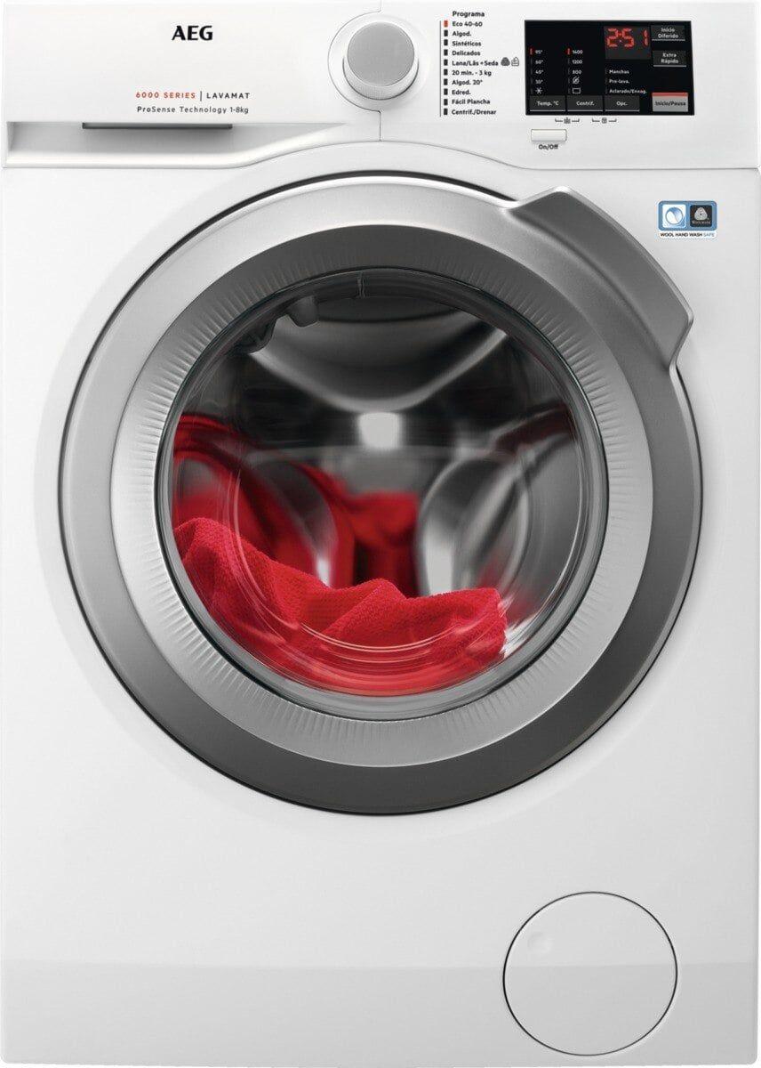 Máquina de Lavar Roupa Independente AEG L6FBI848P (1400 RPM - B - 43 l - Cinzento/Branco)