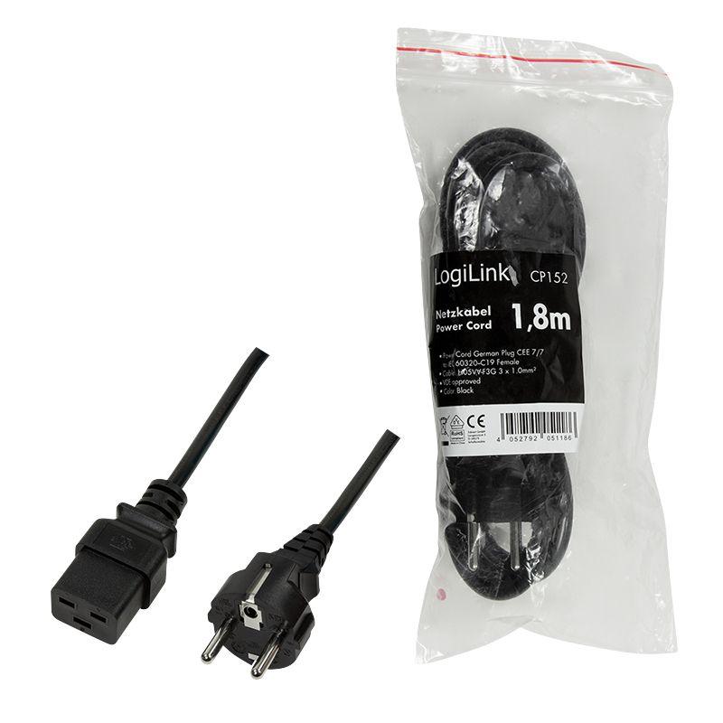 Cabo de Alimentação LOGILINK CP152 (1,8 m - CEE7/7 - IEC C19 - Preto), miniatura 5