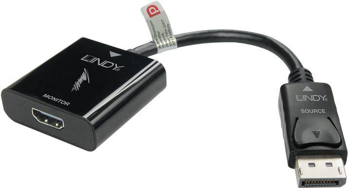 Adaptador de Vídeo Ativo LINDY 41068 (1,5 m - HDMI 2.0 - DisplayPort 1.2 - Preto)