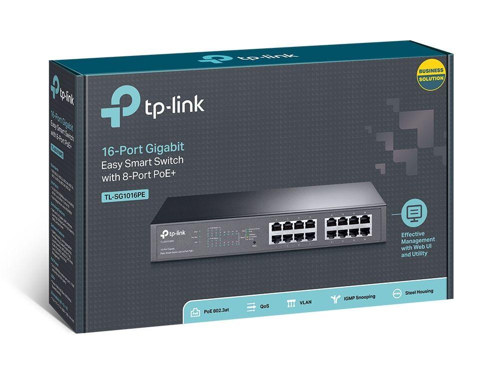 Switch TP-LINK TL-SG1016PE (Gigabit Ethernet - 4,1 MB - 32 Gbit/s - Preto) — miniatura 4