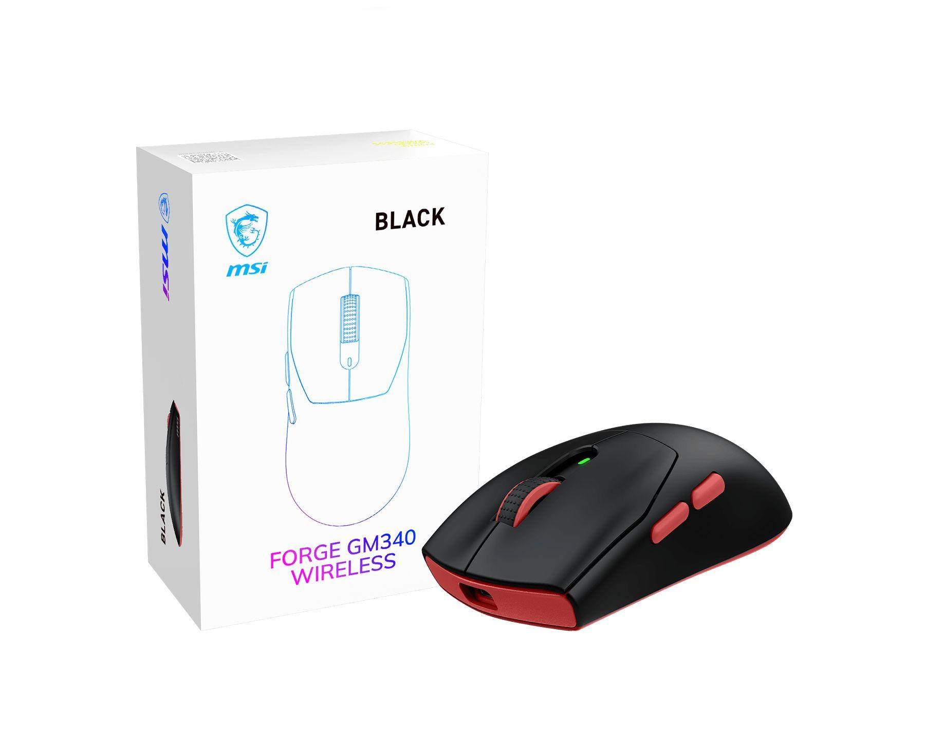 Rato MSI FORGE GM340 Wireless (Ambidestro - 12000 DPI - Ótico - Preto)