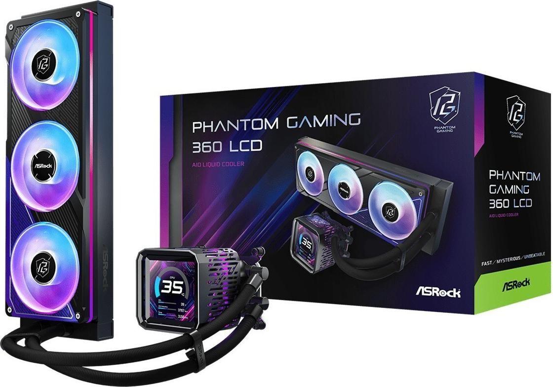 Refrigerador Líquido AIO ASROCK Phantom Gaming 360 LCD (Âmbar, Azul, Verde, Vermelho - Preto)