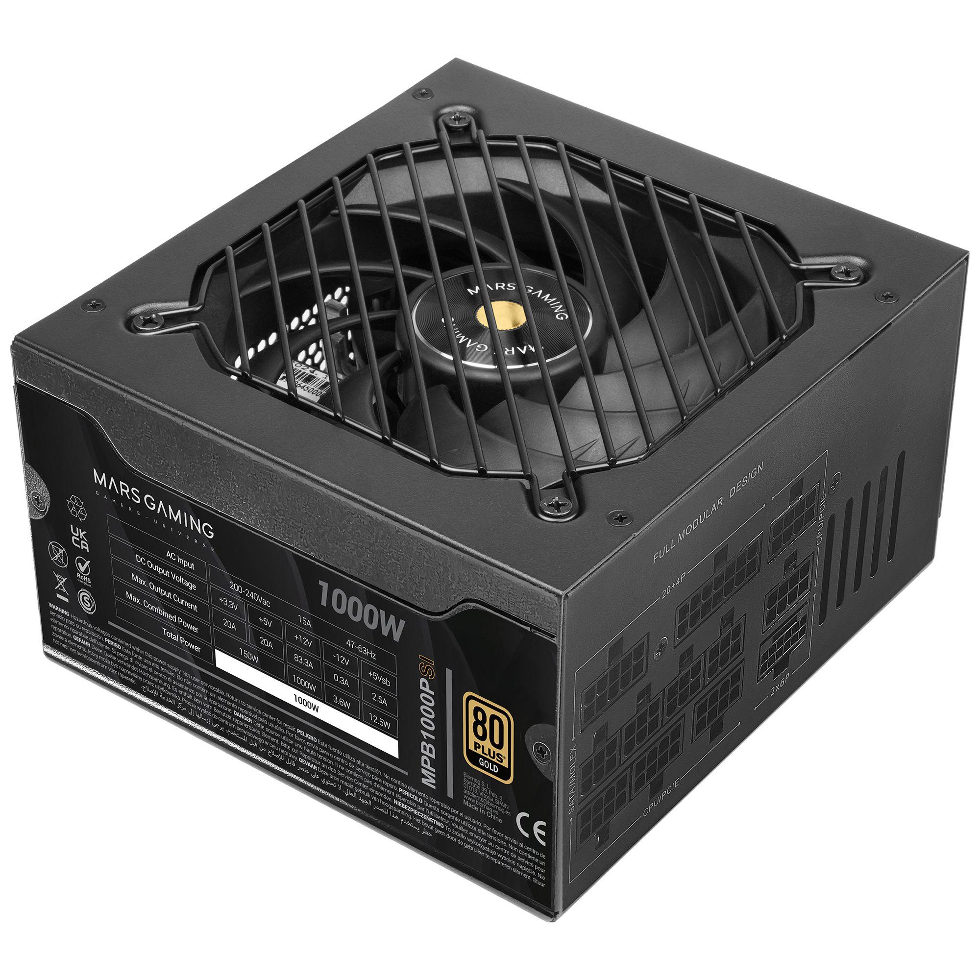 Fonte de Alimentação MARS GAMING MPB1000PSI (ATX - 1000 W - 80 PLUS Gold - Preto)