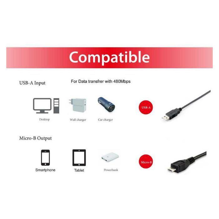 Cabo USB EQUIP 128596 (1 m - Micro-USB B - USB A - Preto) — miniatura 6