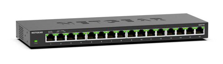 Switch NETGEAR GS316-300EUS (Gigabit Ethernet - 512 KB - 32 Gbit/s - Preto)