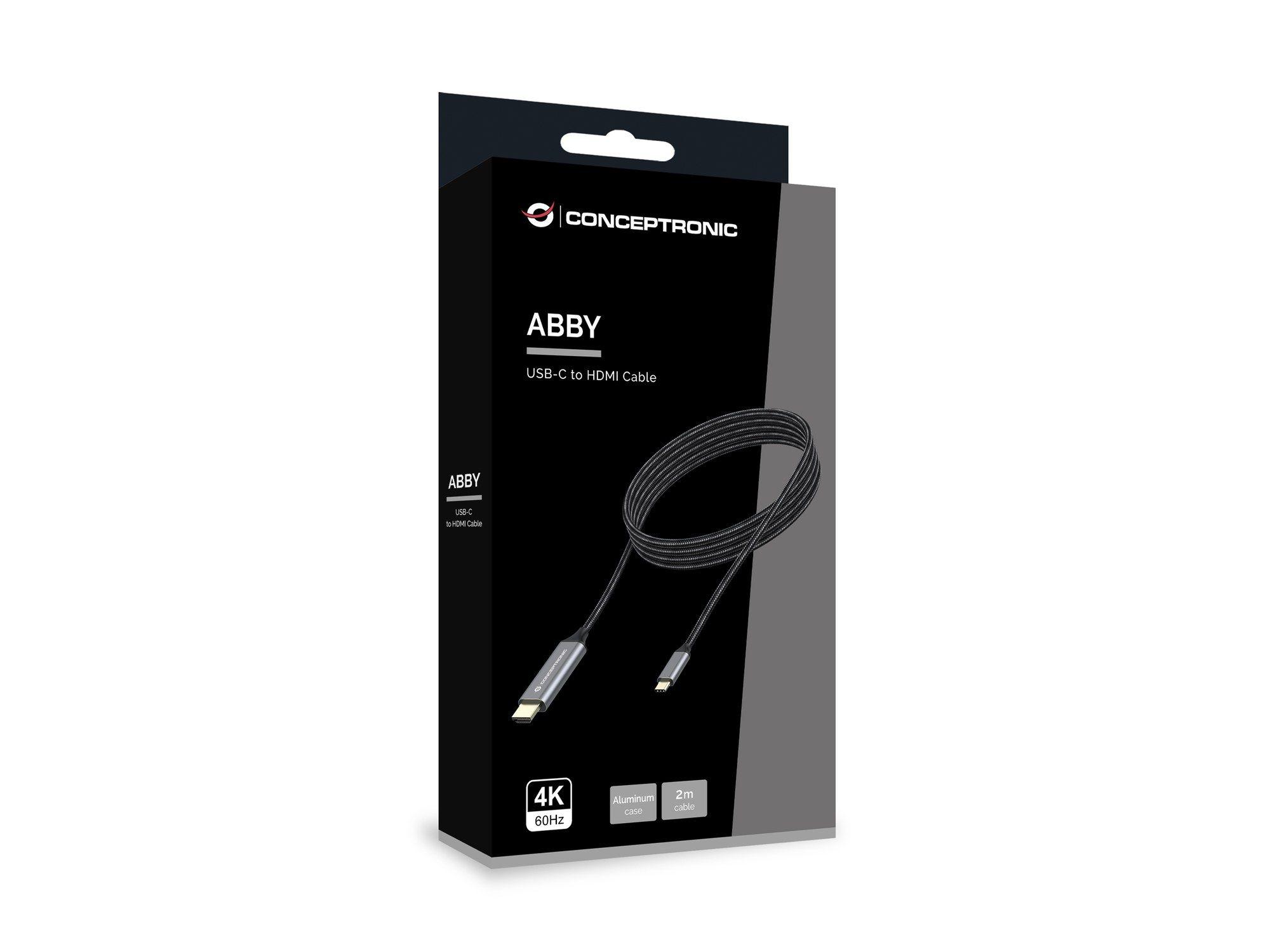 Cabo USB-C para HDMI CONCEPTRONIC ABBY10G (2 m - USB Type-C - Cinzento) — miniatura 3
