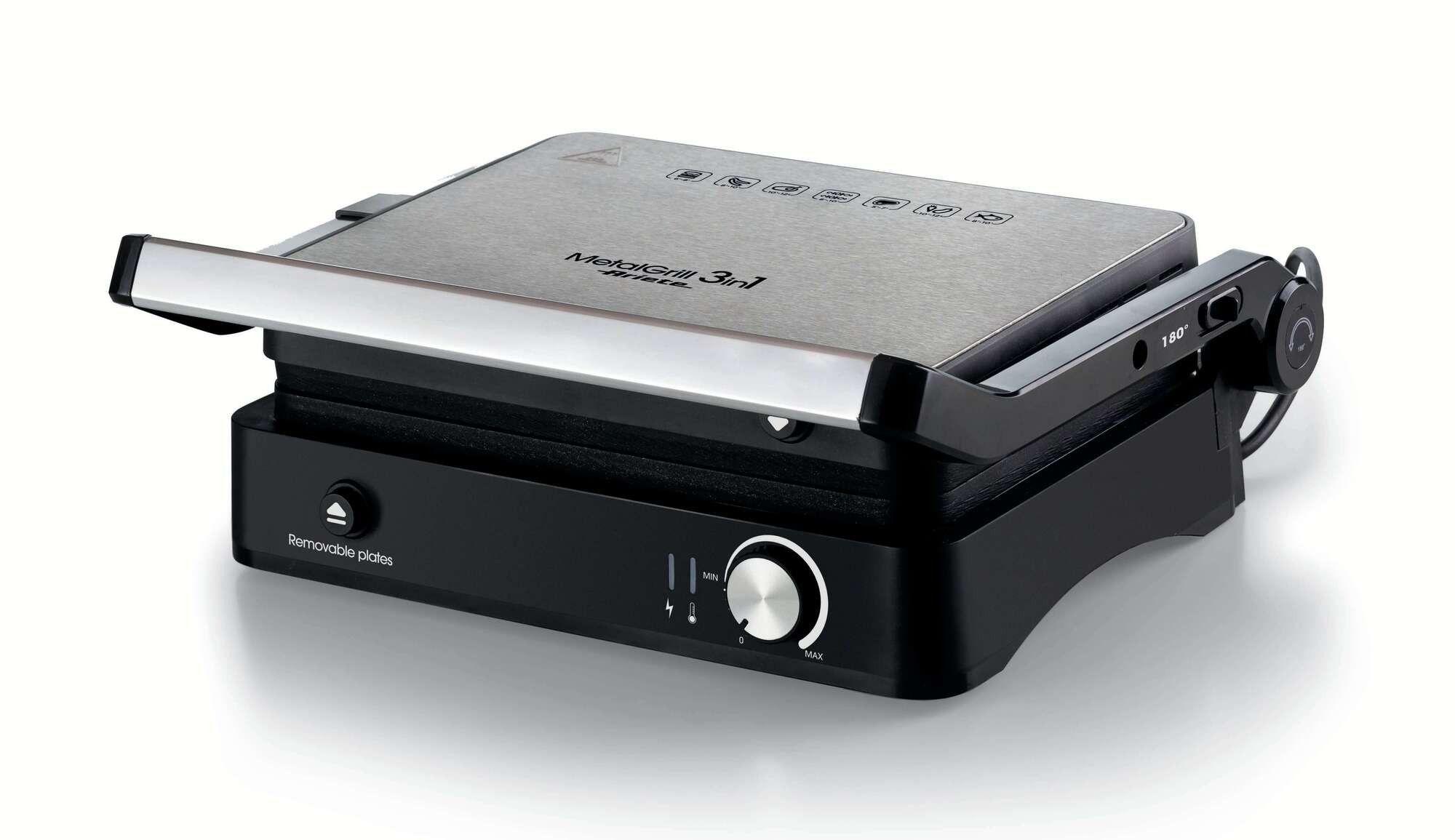 Grelhador de Contacto ARIETE 1934/00 (Altura 14 cm - Preto e Inox)