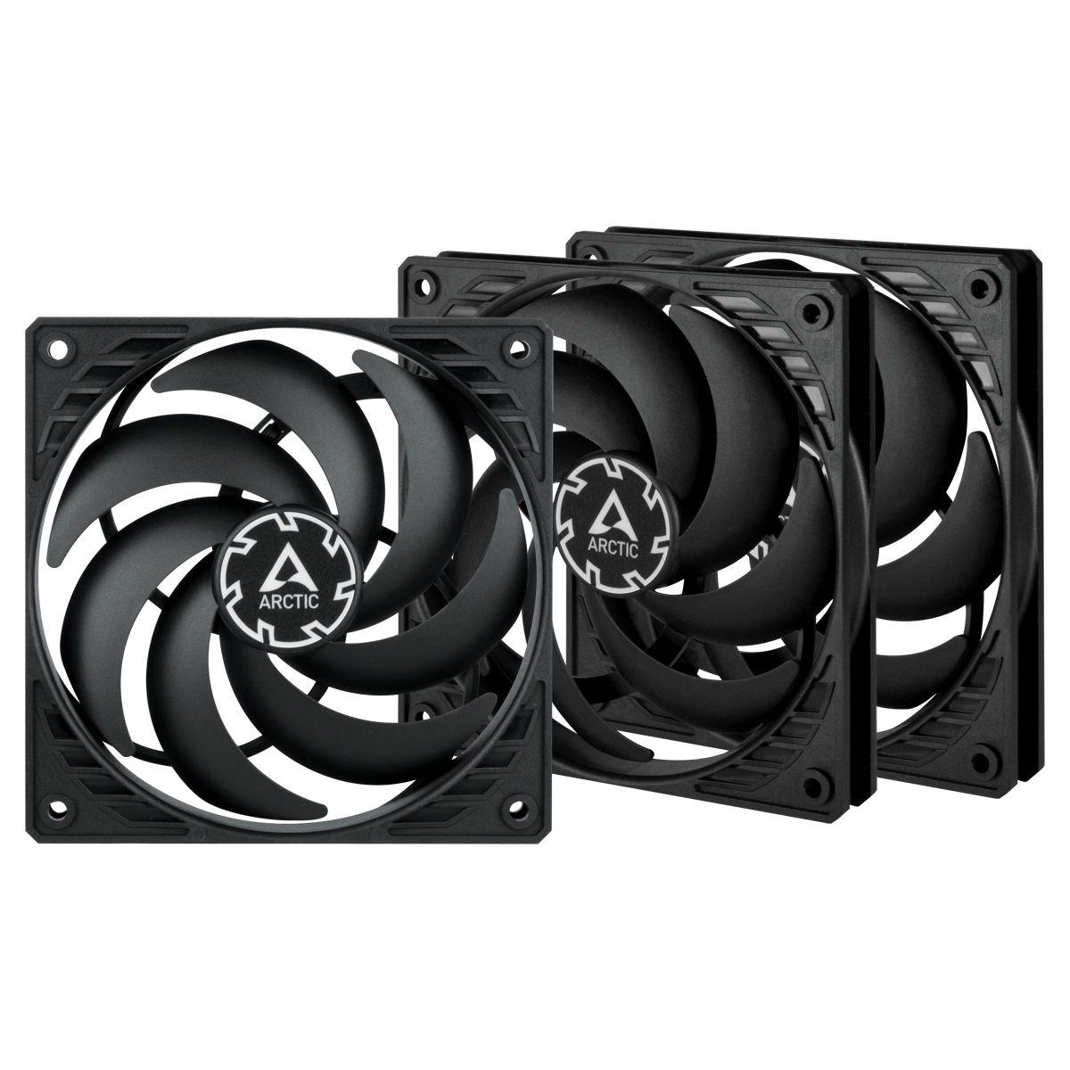 Conjunto de 3 Ventoinhas ARCTIC P12 Slim PWM PST (Não suportado - Plástico - Preto)