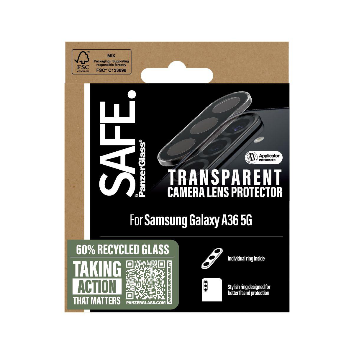 Protetor de Lentes de Câmara PANZERGLASS SAFE. para Samsung Galaxy A36 5G (Transparente) — miniatura 3