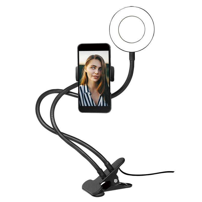 Anel de Iluminação LED com Suporte de Telemóvel LOGILINK AA0150 (7" - 10 W - Preto), miniatura 2