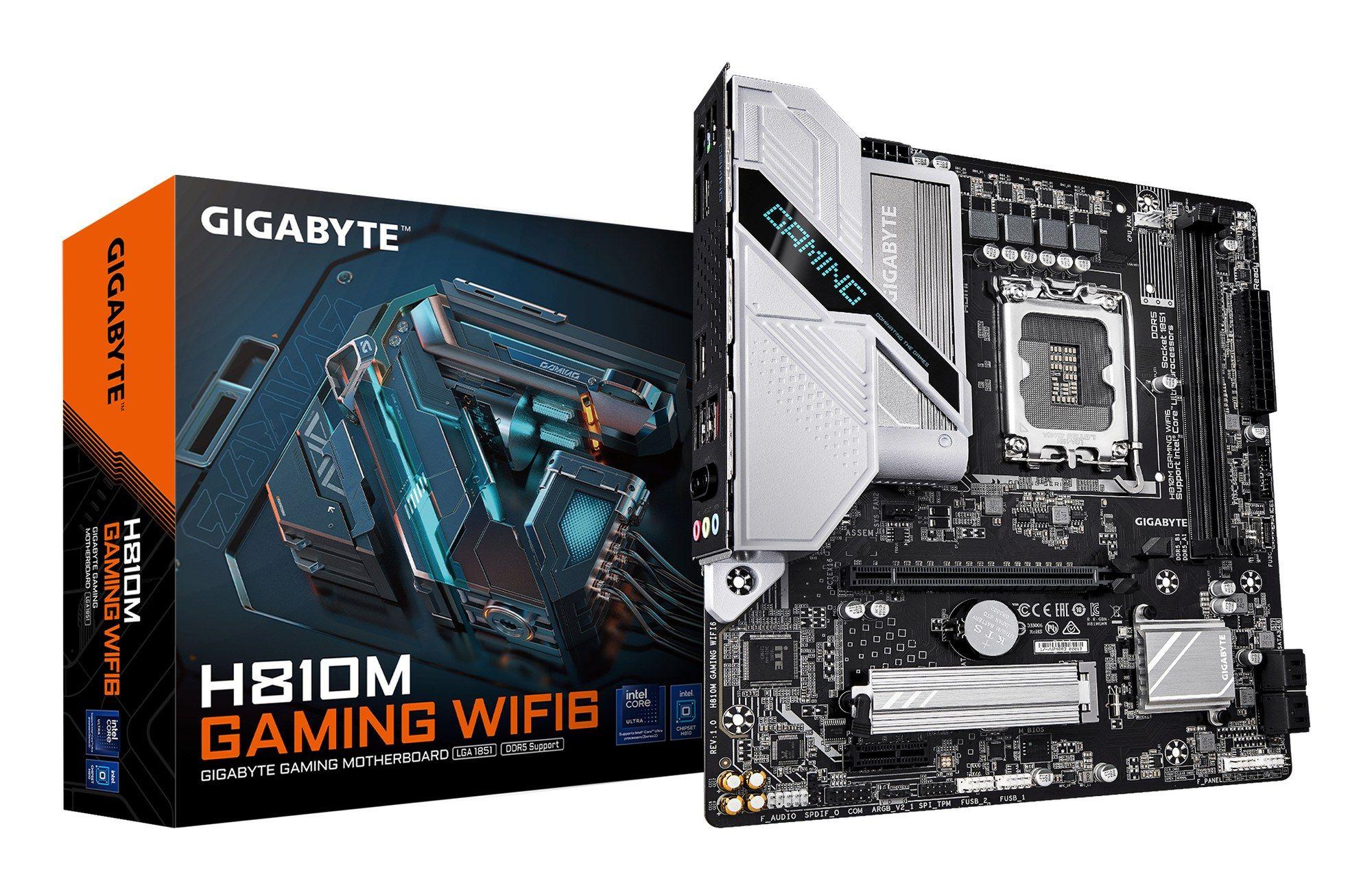 Motherboard GIGABYTE H810M GAMING WIFI6 (LGA 1851 - Intel Core Ultra - Micro ATX - Castanho escuro)