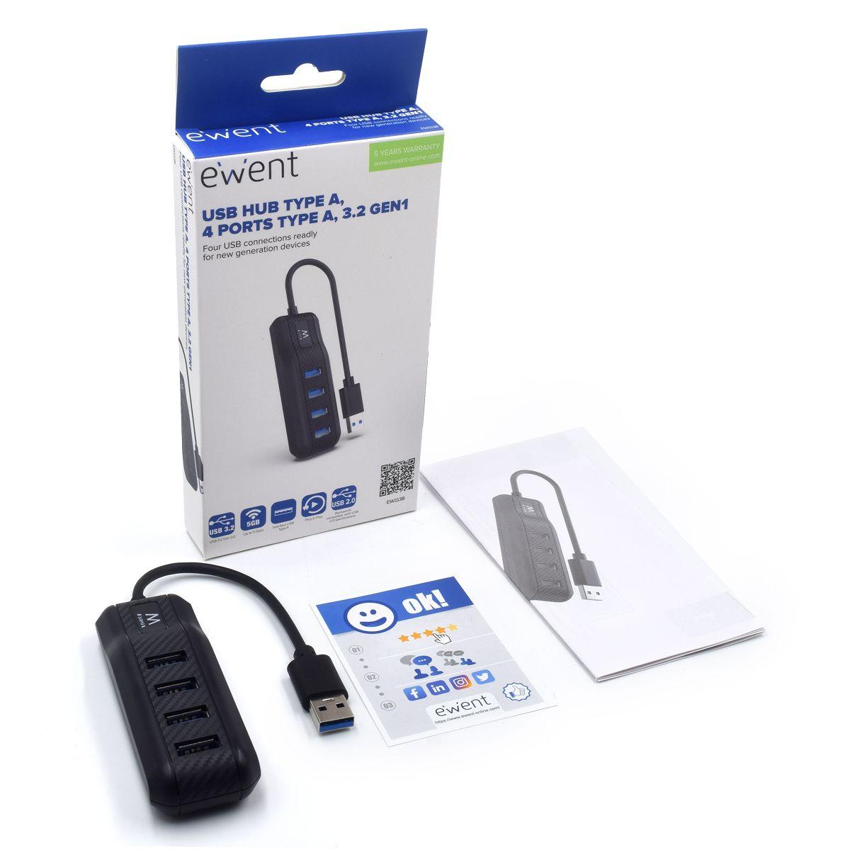 Hub USB EWENT EW1138 (0,15 m - Preto) — miniatura 2